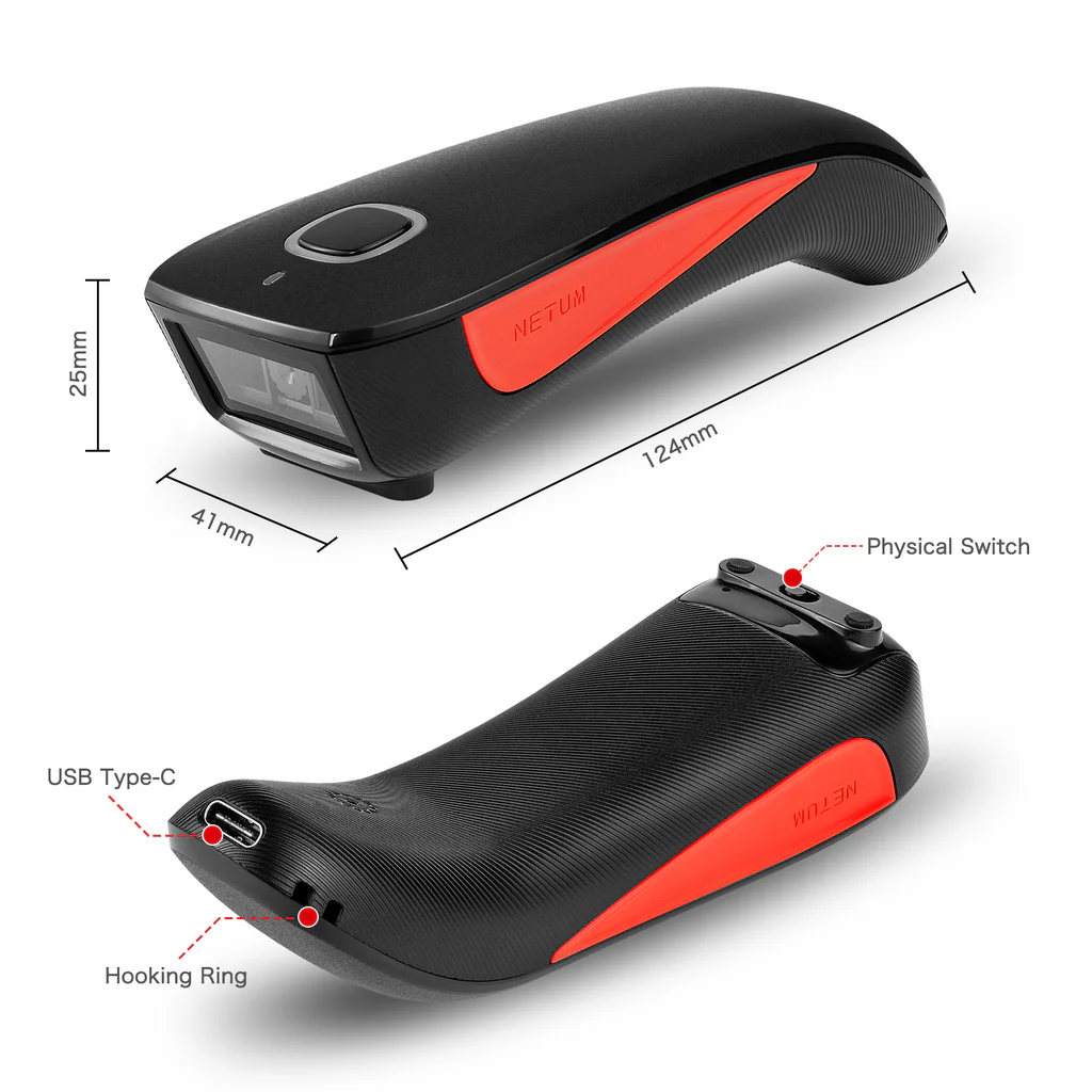 Netum C990 Pocket Mini Barcodescanner – 1D/2D QR Code Scanner – Bluetooth, 2.4Ghz en USB - Afbeelding 3